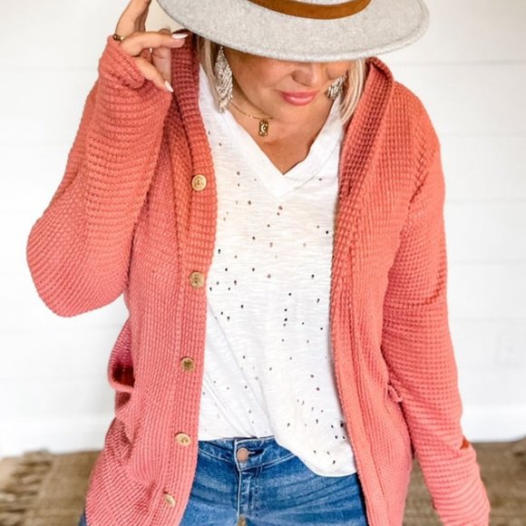 NWT CURVY Dusty Rose Sweater with Hood - Picture 3 of 5